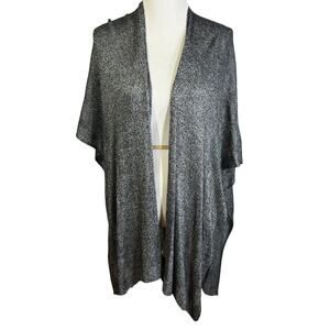 Lane Bryant Poncho Style Open Front Sweater Lightweight Women's Black White Knit